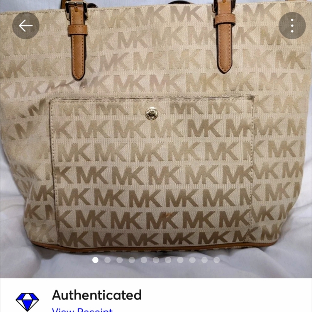 Michael Kors purse, beige, large, tote/book bag, authenticated